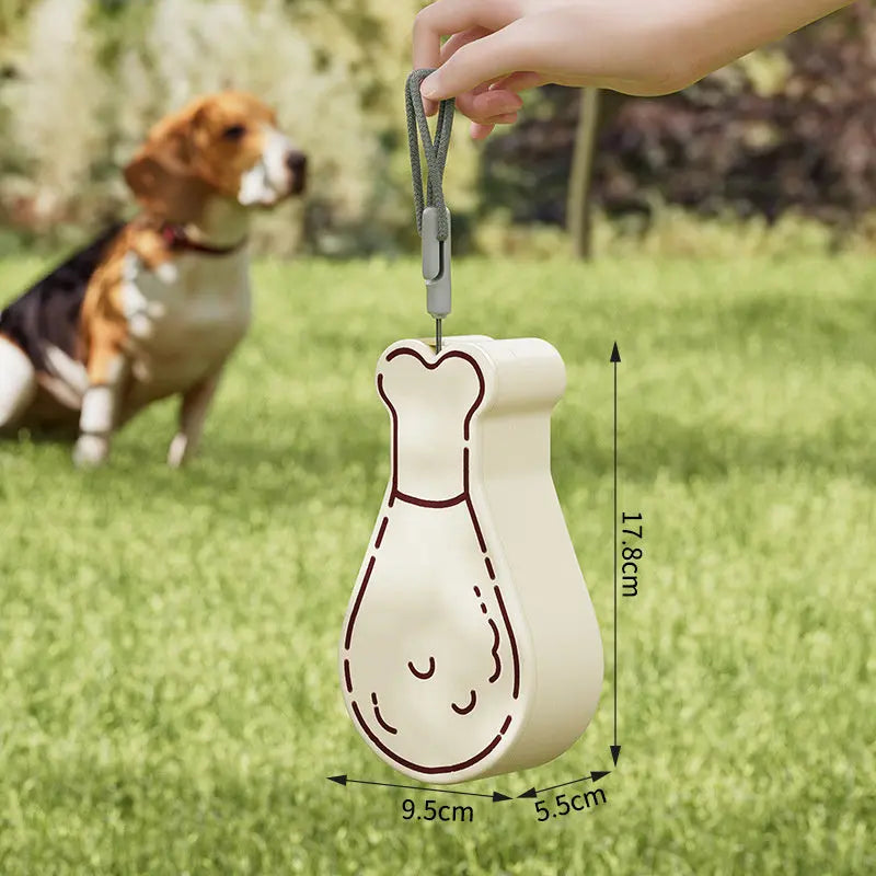 Pet Water Feeder Pet Hydration On-the-go Portable 2-in-1 Pet Water Bottle Food Container For Outdoor Travel Chicken Drumstick Park it