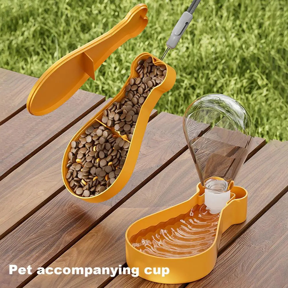 Pet Water Feeder Pet Hydration On-the-go Portable 2-in-1 Pet Water Bottle Food Container For Outdoor Travel Chicken Drumstick Park it