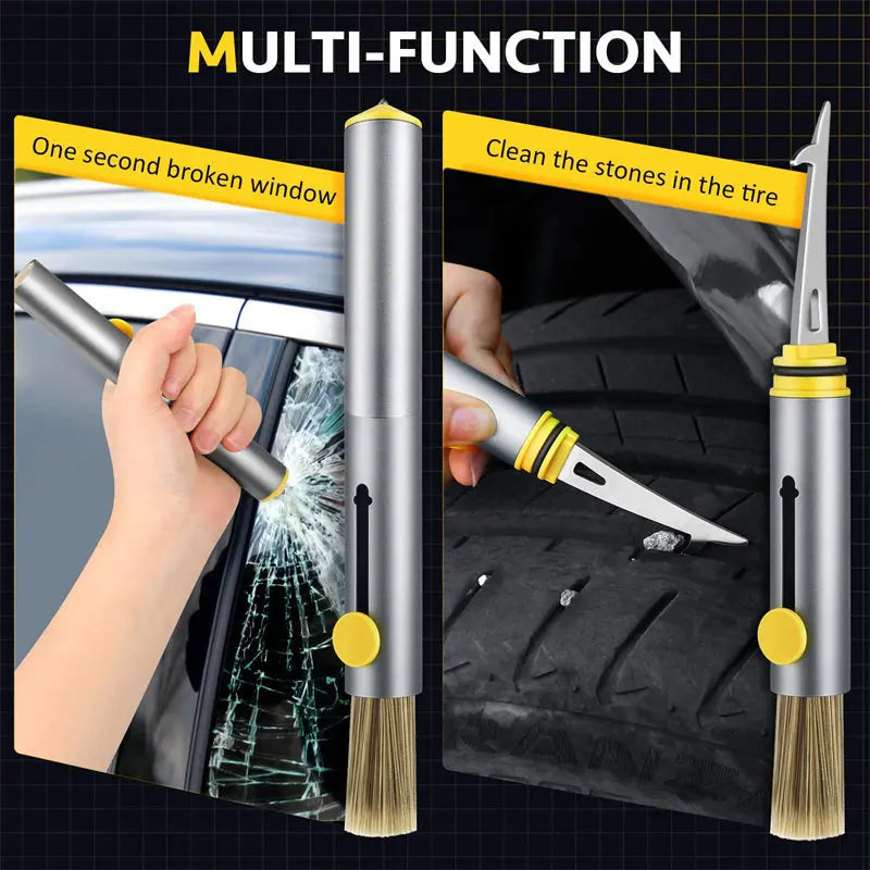 Multifunctional Car Cleaning Kit Car Detailing Brush Window Breaker Tire Cleaning Hook Cleaner Air Vent Cleaning Tools Car Accessories Park it