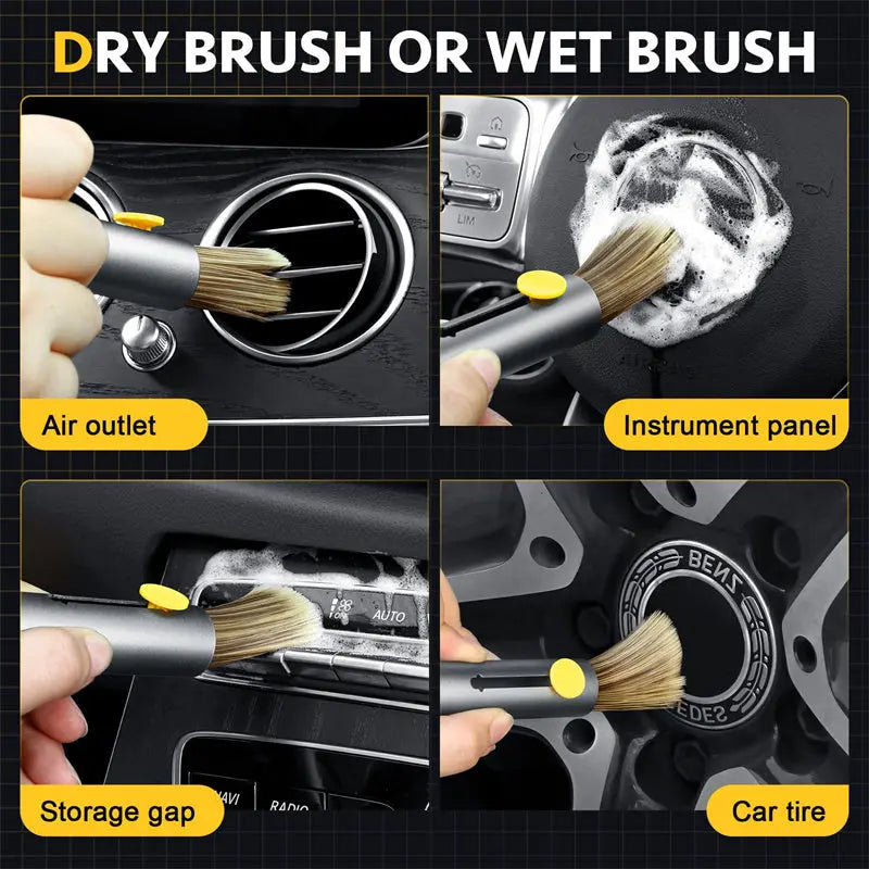 Multifunctional Car Cleaning Kit Car Detailing Brush Window Breaker Tire Cleaning Hook Cleaner Air Vent Cleaning Tools Car Accessories Park it